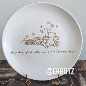 Disney Winnie The Pooh Large Retro Design Dinner Plate, Vintage Cream Color 🎨